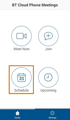 Meetings Mobile app - tap Schedule