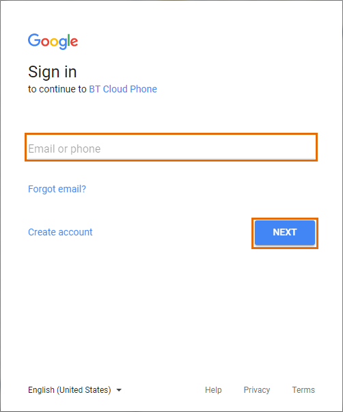 View Google Contacts - Enter google login