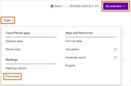 My extension - Tools - Meetings - Downloads