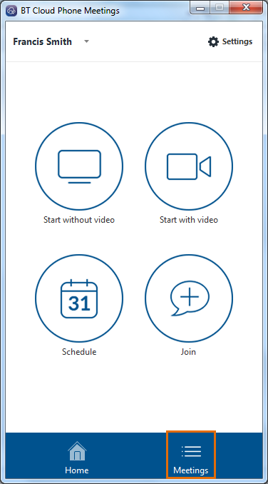 BTCP Meetings Desktop - click Meetings