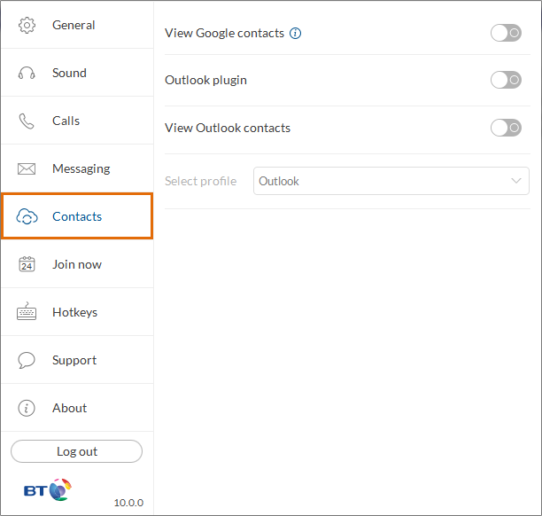 BT Cloud Phone Desktop App - Contacts