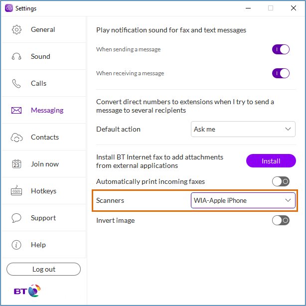 bt desktop select scanner