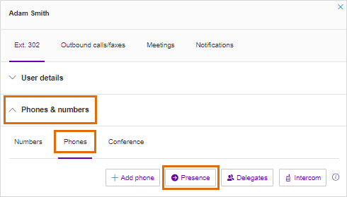 Phones & numbers - Phones - Presence